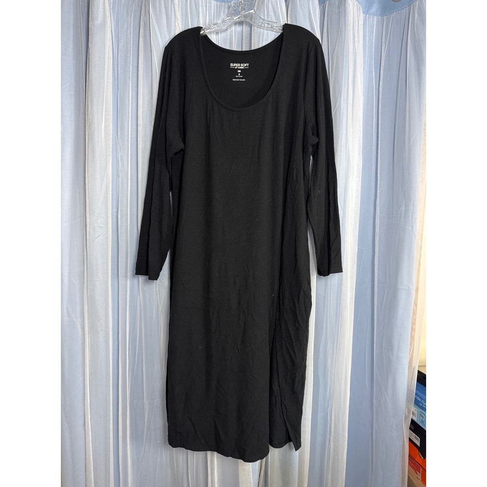 Torrid Tunic/Dress Womens 3 Super Soft Rib Black Side Slit EUC
